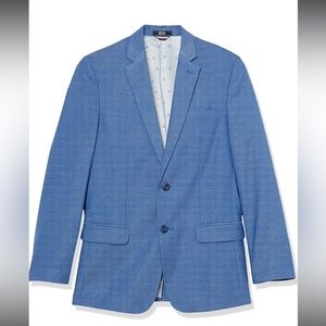 Tommy Hilfiger Blue Blazer with Notched Lapels and Structured Shoulders